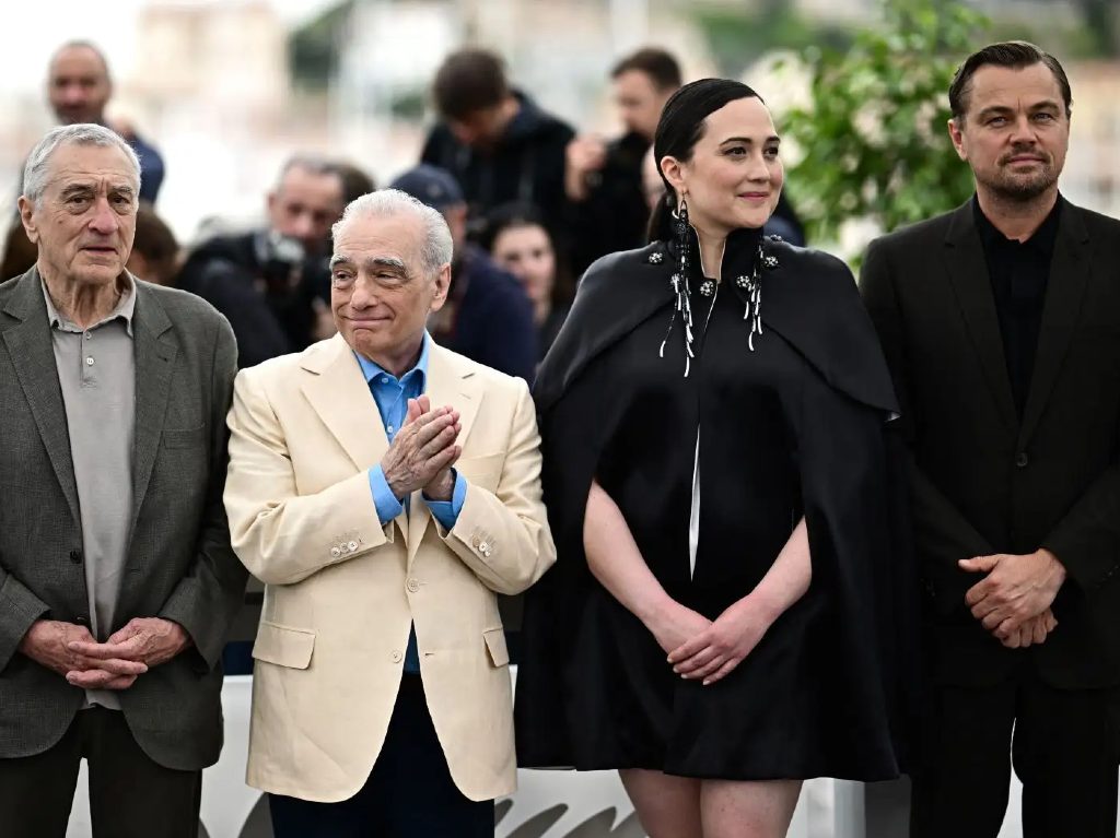 Robert De Niro, Martin Scorsese, Lily Gladstone y Leonardo DiCaprio en el Festival de Cannes 2023.