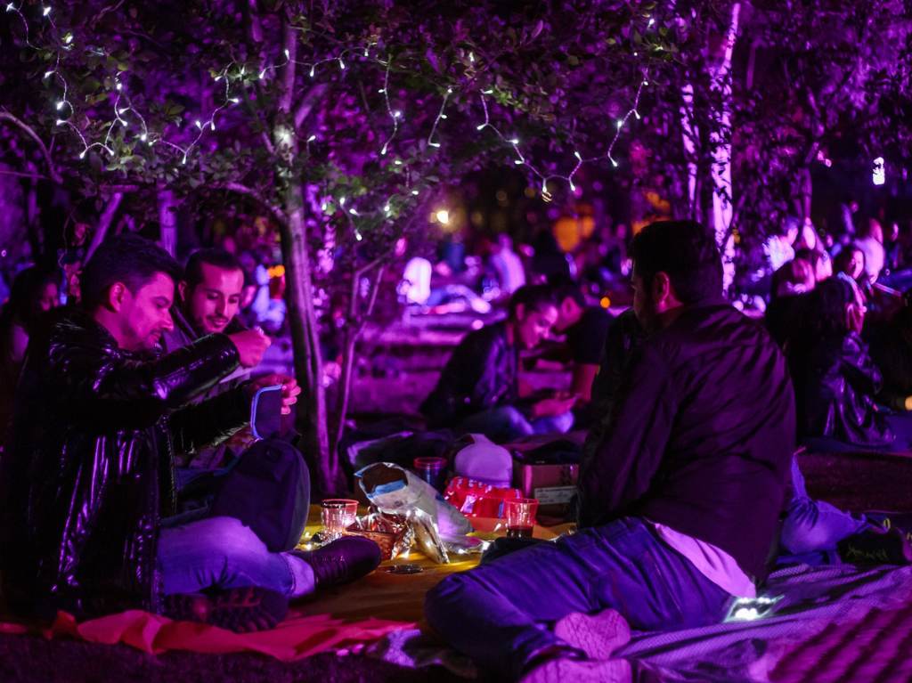 Picnic nocturno en el Bosque de Chapultepec en mayo