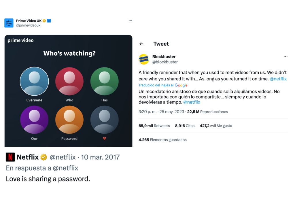 Prime Video y Blockbuster tweets