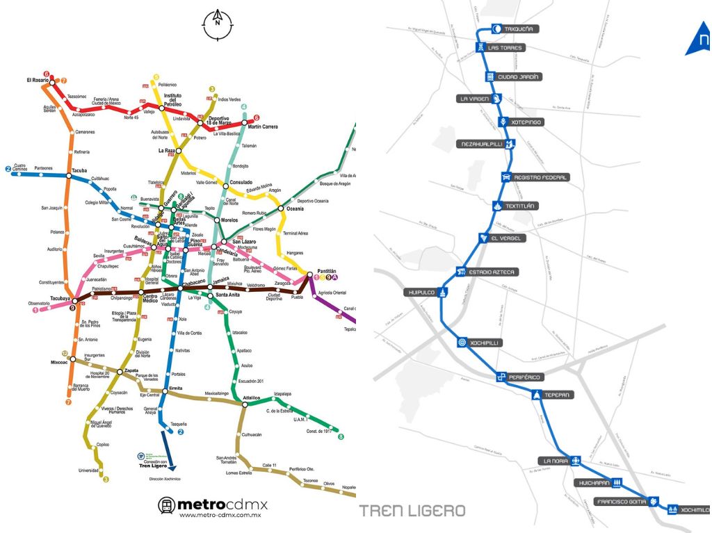 mapa metro tren ligero estadio azteca