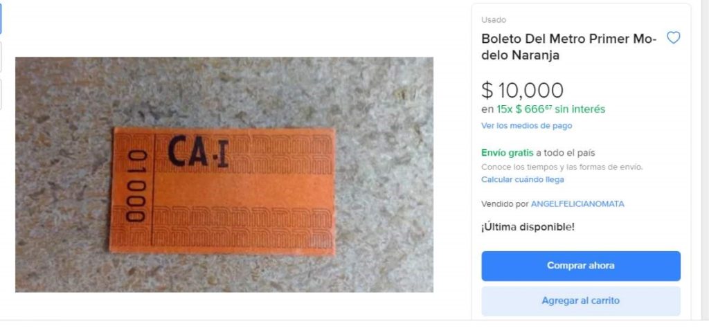 primer boleto del metro se vende en $10,000