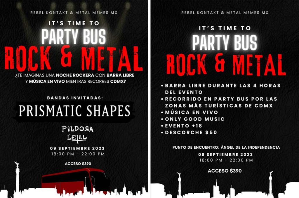 Fiesta Post punk Rock y Metal en un Party Bus con Prismatic Shapes 1
