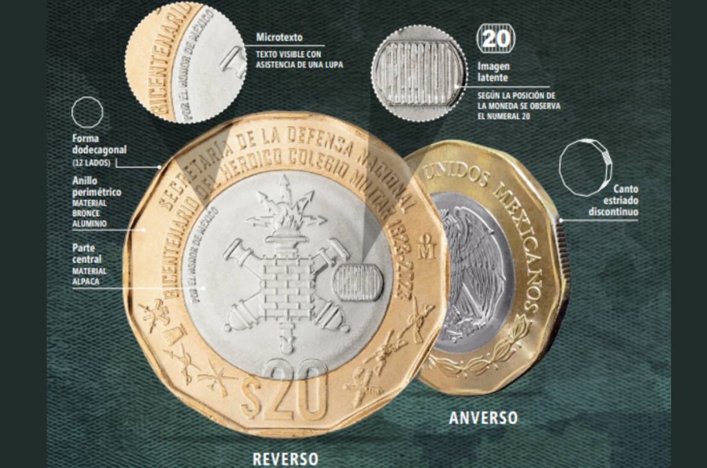 moneda conmemorativa 20 pesos colegio militar