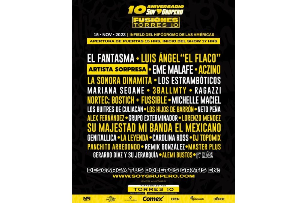 line up 10 aniversario soy grupero