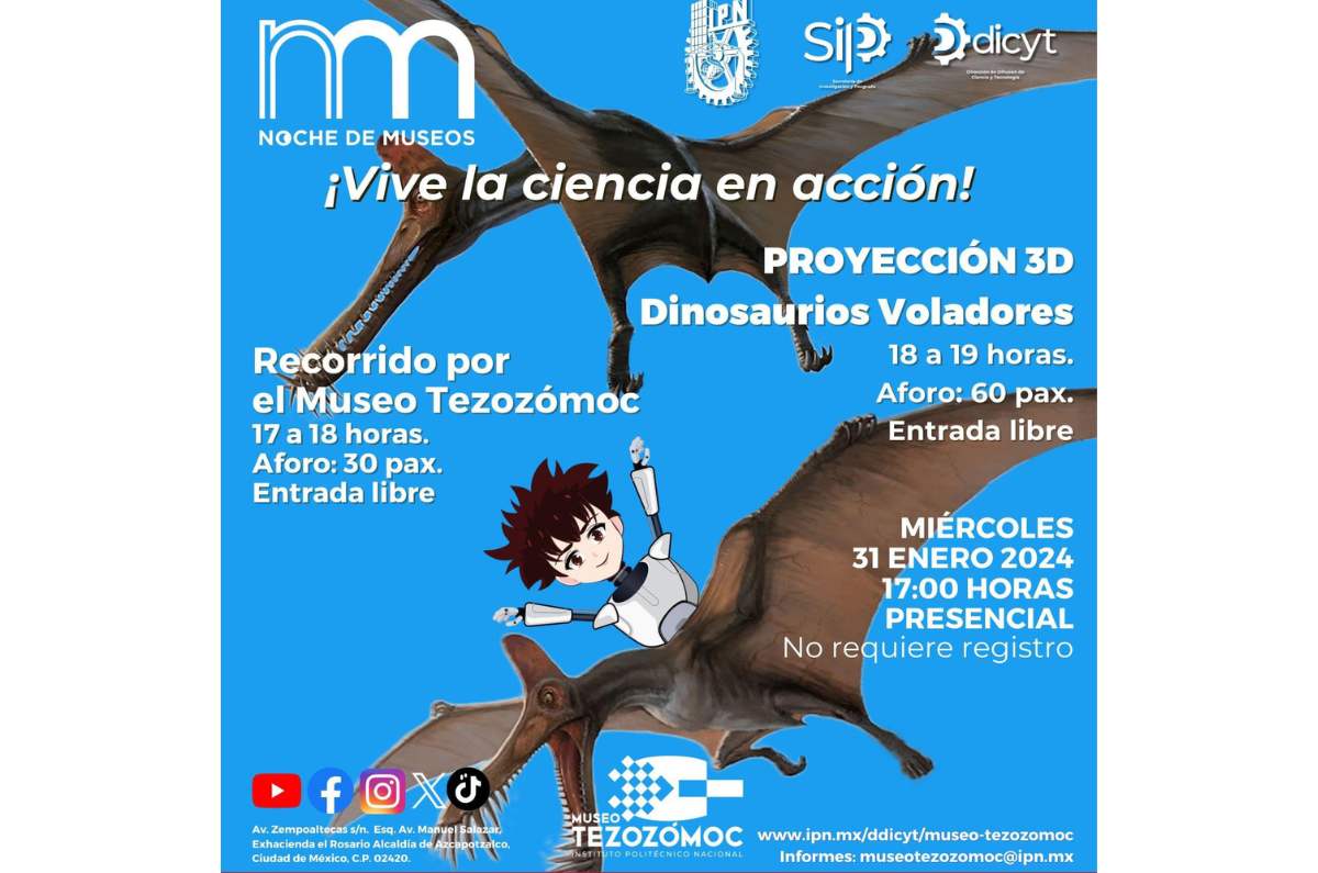 Proyección 3D sobre dinosaurios en el Museo Tezozómoc