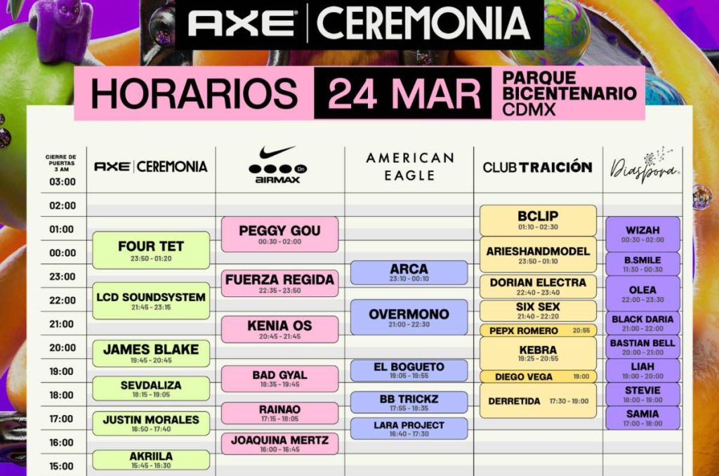 horarios domingo ceremonia 2024