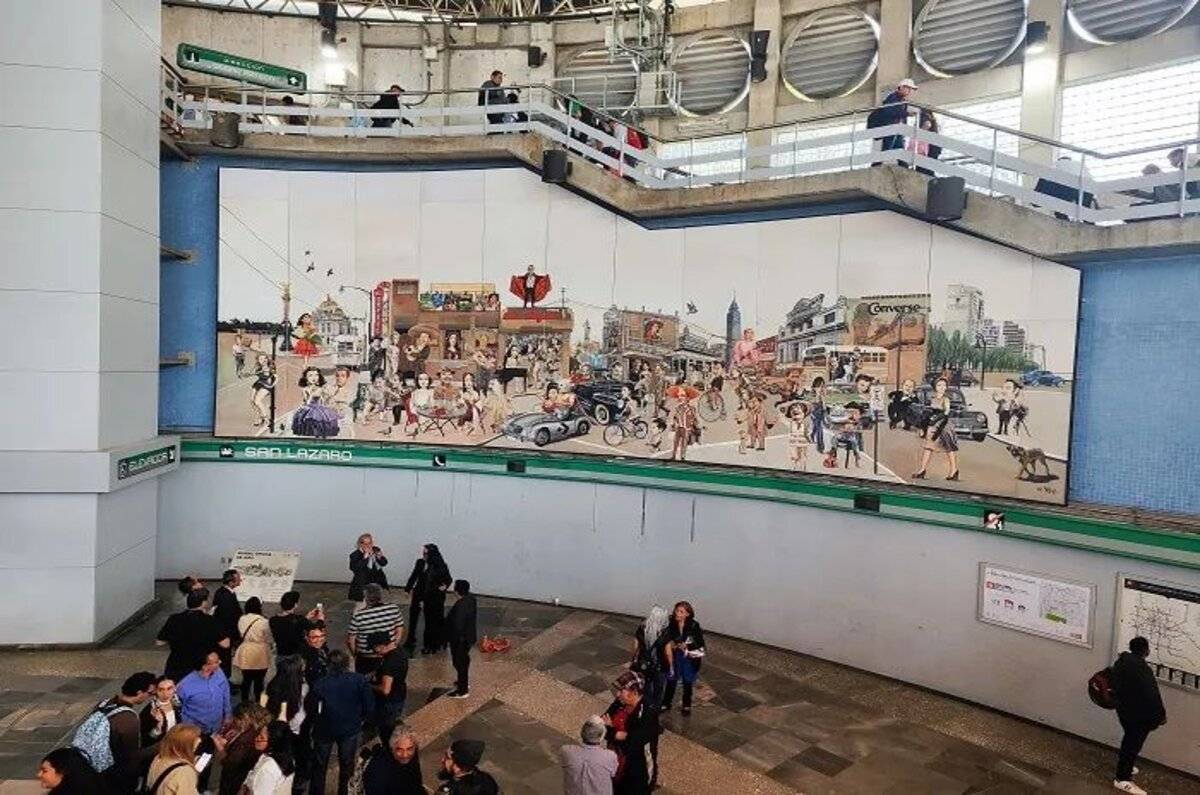 Inauguran mural homenaje al Cine de Oro Nacional en Metro San Lázaro de CDMX