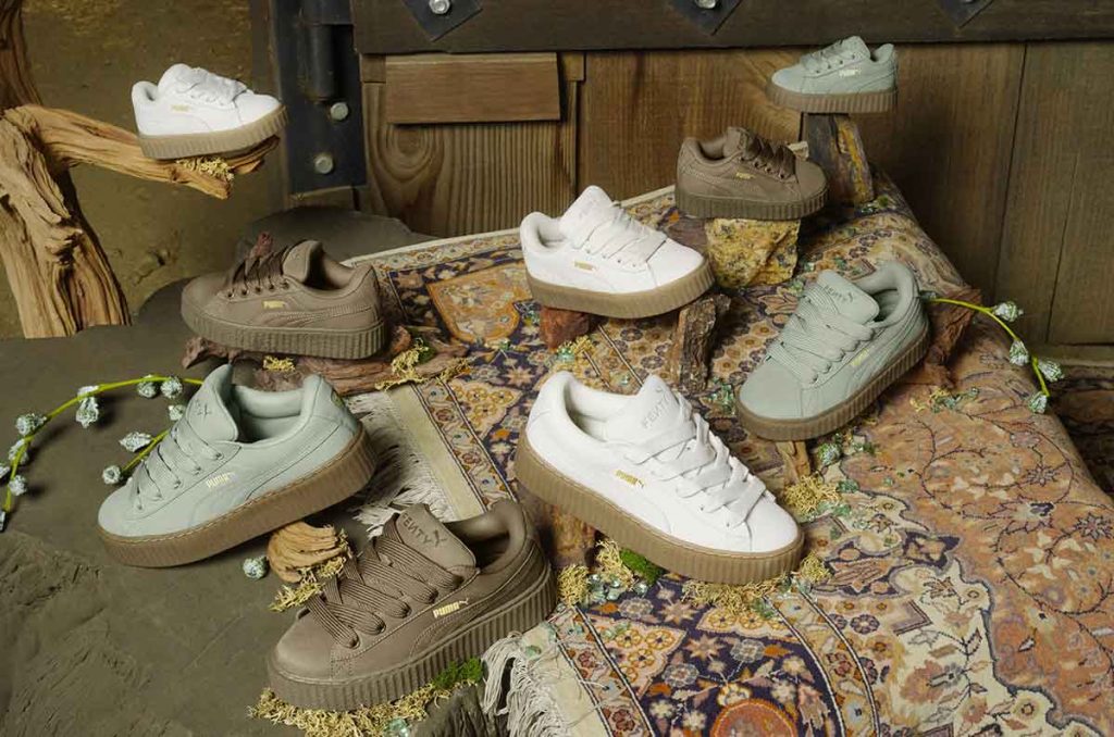 FENTY X PUMA CREEPER PHATTY EARTH TONE: Sneakers chunky inspirados en la tierra, con tres colores a elegir y detalles sofisticados.