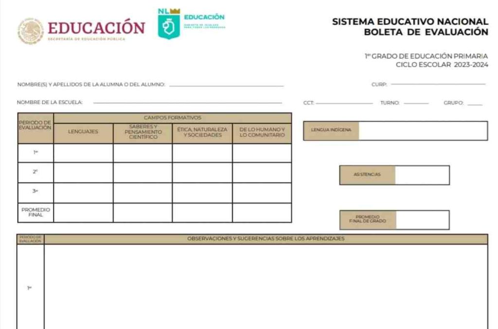 boletas de calificaciones de la sep