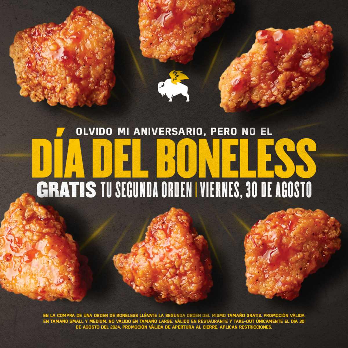 Celebra el día del Boneless en este lugar ¡tendrán ordenes GRATIS! 0