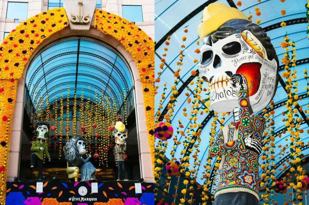 ¡Catrinas gigantes! Hotel de Reforma se decora por Día Muertos