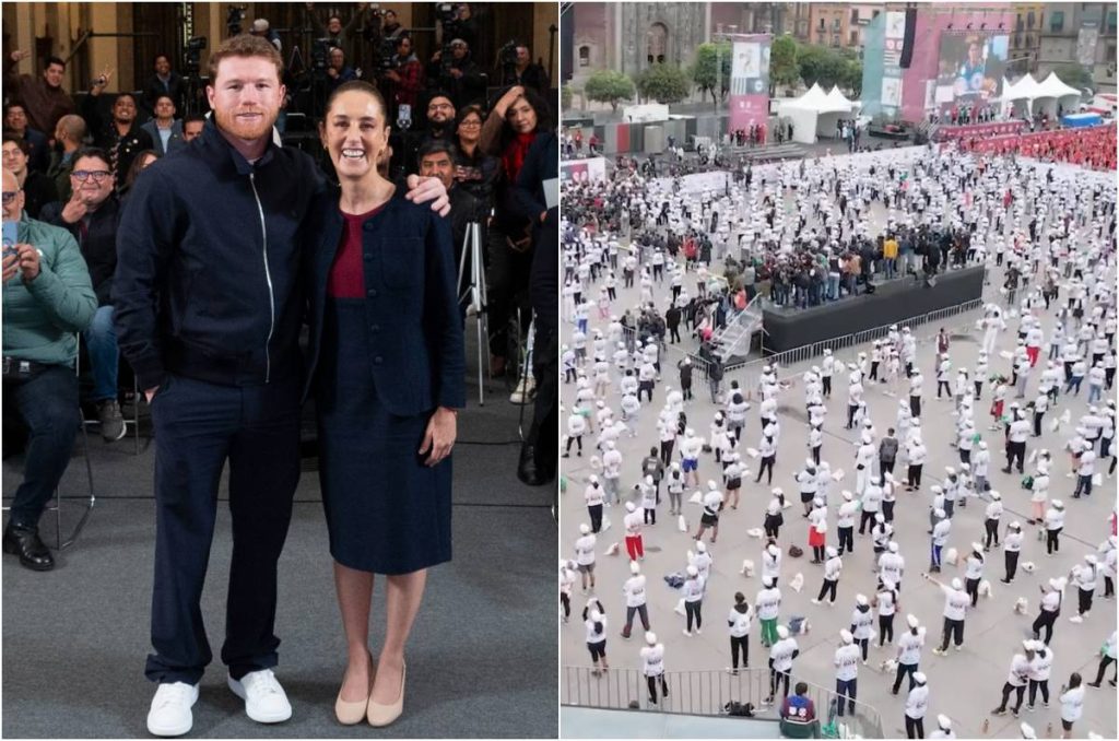Canelo y Sheinbaum anuncian clase de box masiva en México