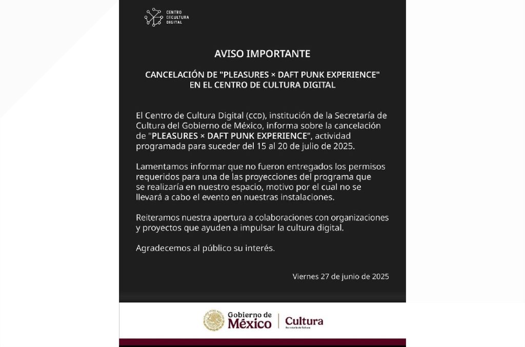 Daft Punk CDMX cancelada instalación, museo y proyección de Interstella 5555 Centro de Cultura Digital