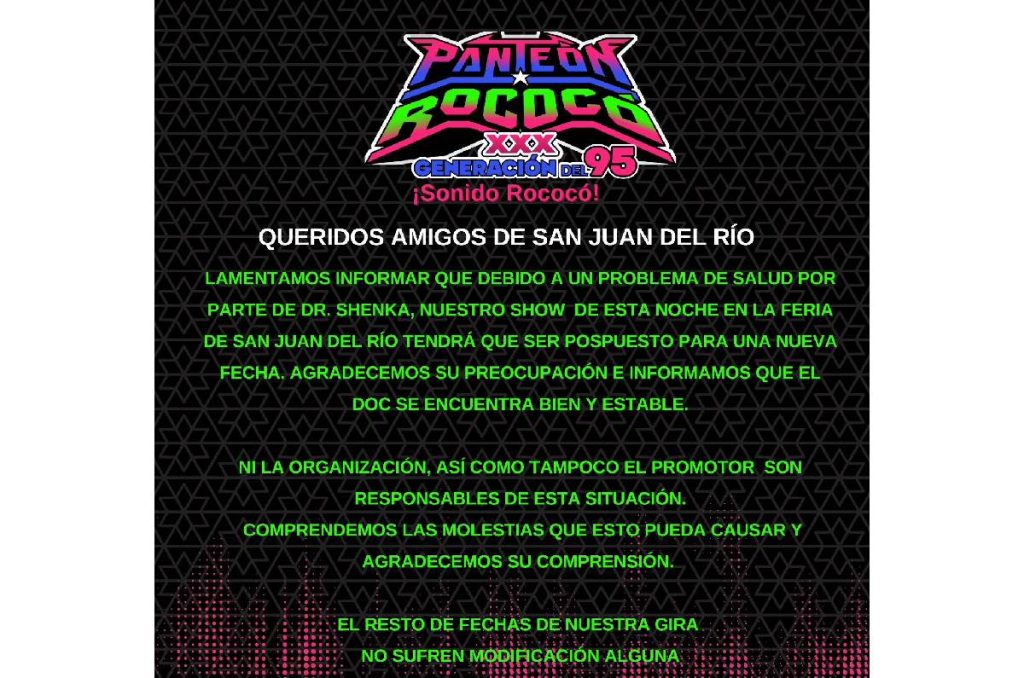 Panteón Rococó Dr. Shenka estado de salud preinfarto.