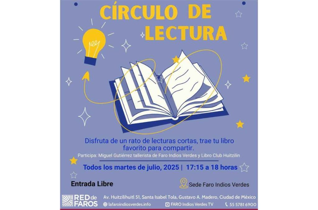 Círculo de lectura en FARO Indios Verdes: sesiones gratis cada martes de julio