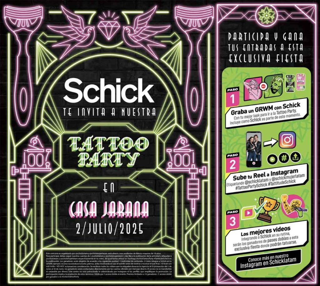 Este 2 de julio, Schick lanza "Tattoo Party", un evento que fusiona el cuidado personal y DJs en la Roma