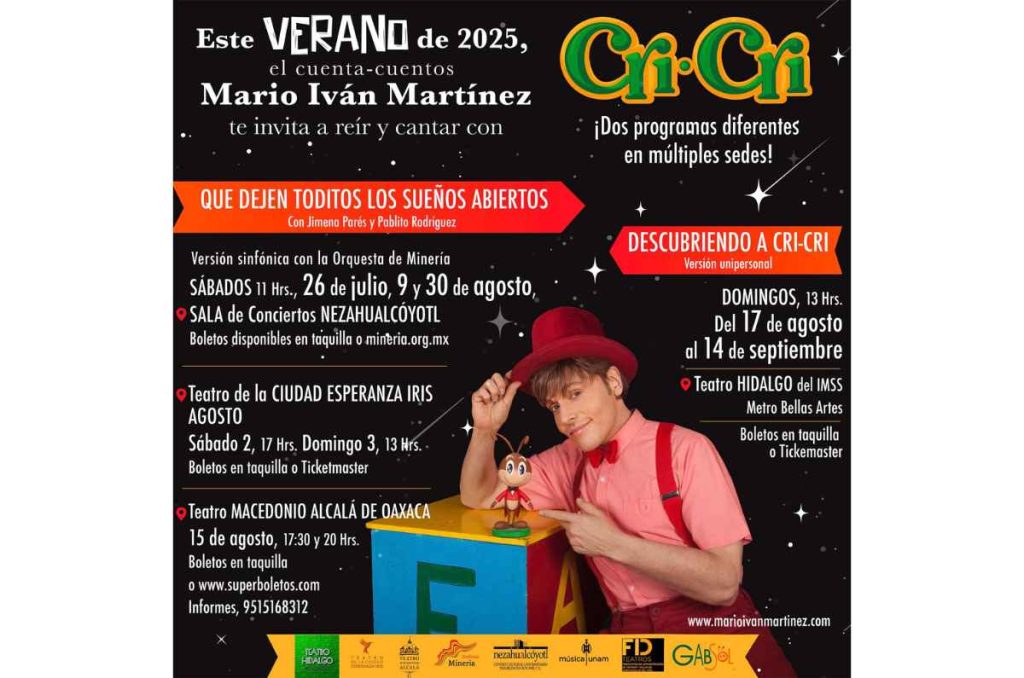 Vacaciones con Cri Cri: Mario Iván Martínez presenta funciones en varias sedes