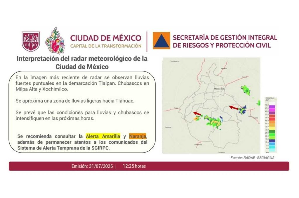 Lluvias y granizo en CDMX: activan alerta amarilla este jueves 31 de julio 0