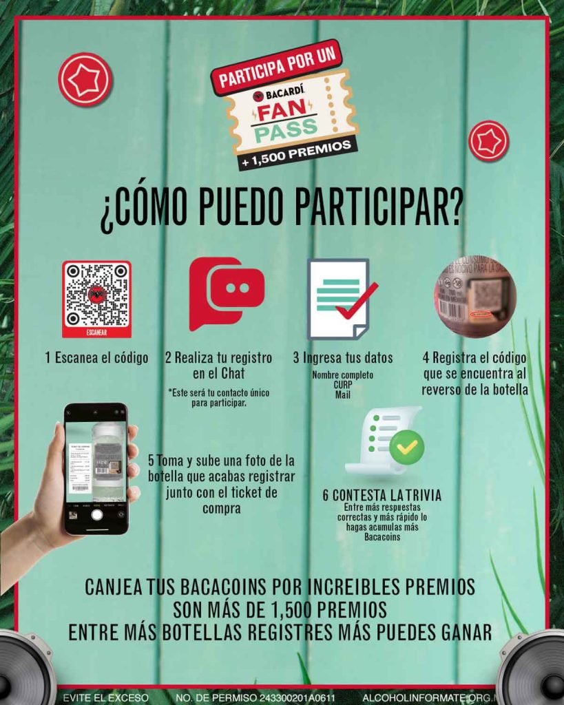 Bacardí Fan Pass regresa con más de 1,500 premios, incluyendo un viaje todo pagado a Lollapalooza Chile, kits y experiencias musicales.
