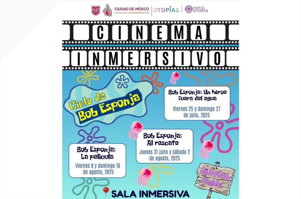 Bob Esponja maratón películas cine gratis en Barco Utopía Iztapalapa Verano