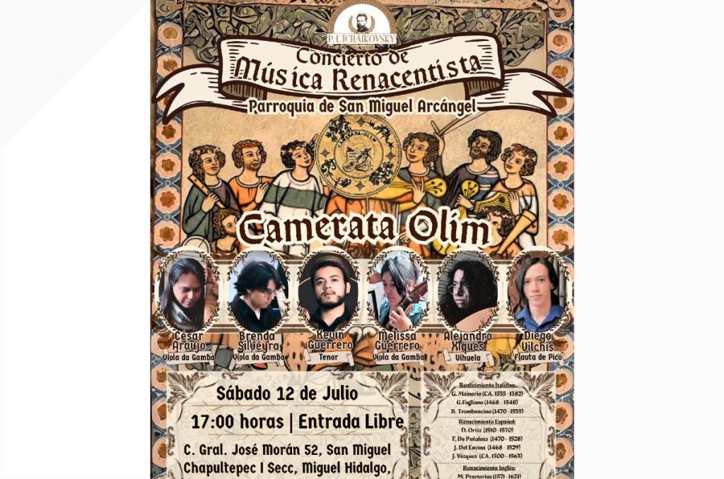 Chapultepec concierto gratis de música renacentista en Parroquia CDMX