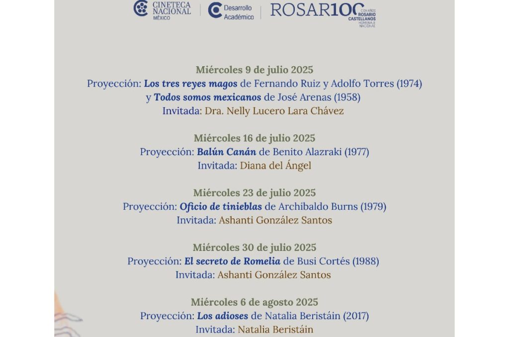 Cineteca Nacional ciclo natalicio Rosario Castellanos películas gratis