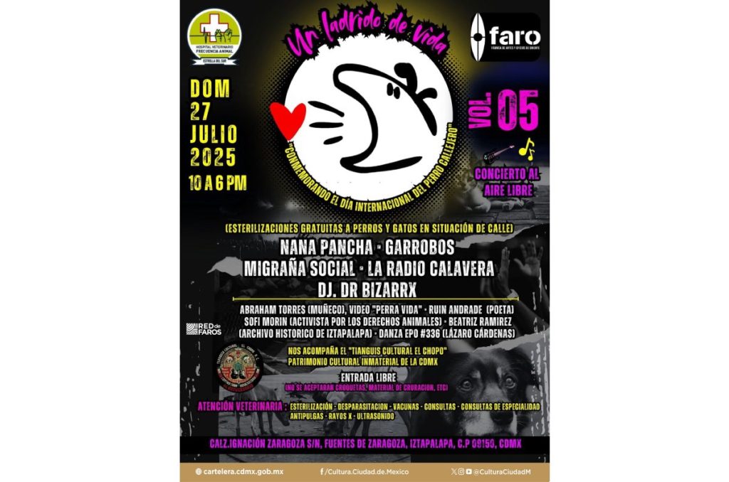 Día del Perro Callejero Un Ladrido de Vida evento gratis en Faro Oriente CDMX 2025