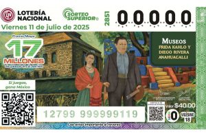 Frida Kahlo y Diego Rivera juntos en un billete de la Lotería Nacional