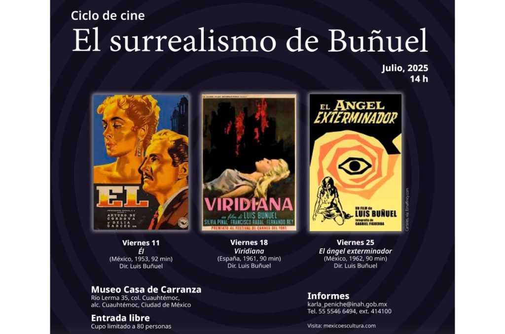 Luis Buñuel ciclo de películas gratis Museo Casa Carranza CDMX