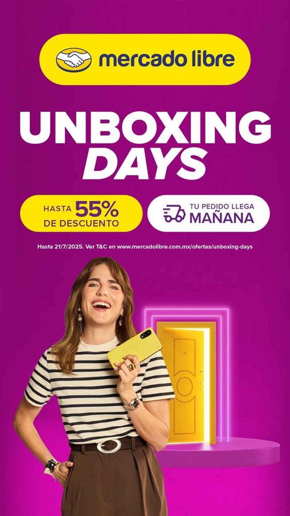 Mercado Libre lanza sus "Unboxing Days" del 14 al 21 de julio con descuentos de hasta el 55%, envíos rápidos y beneficios