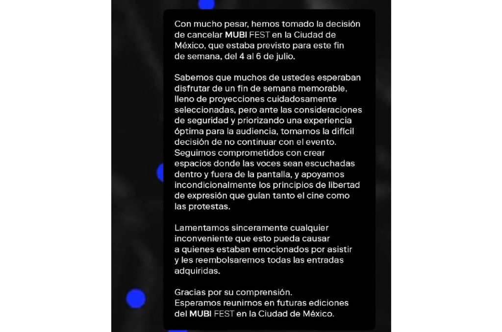 MUBI Fest 2025 CDMX cancelado festival