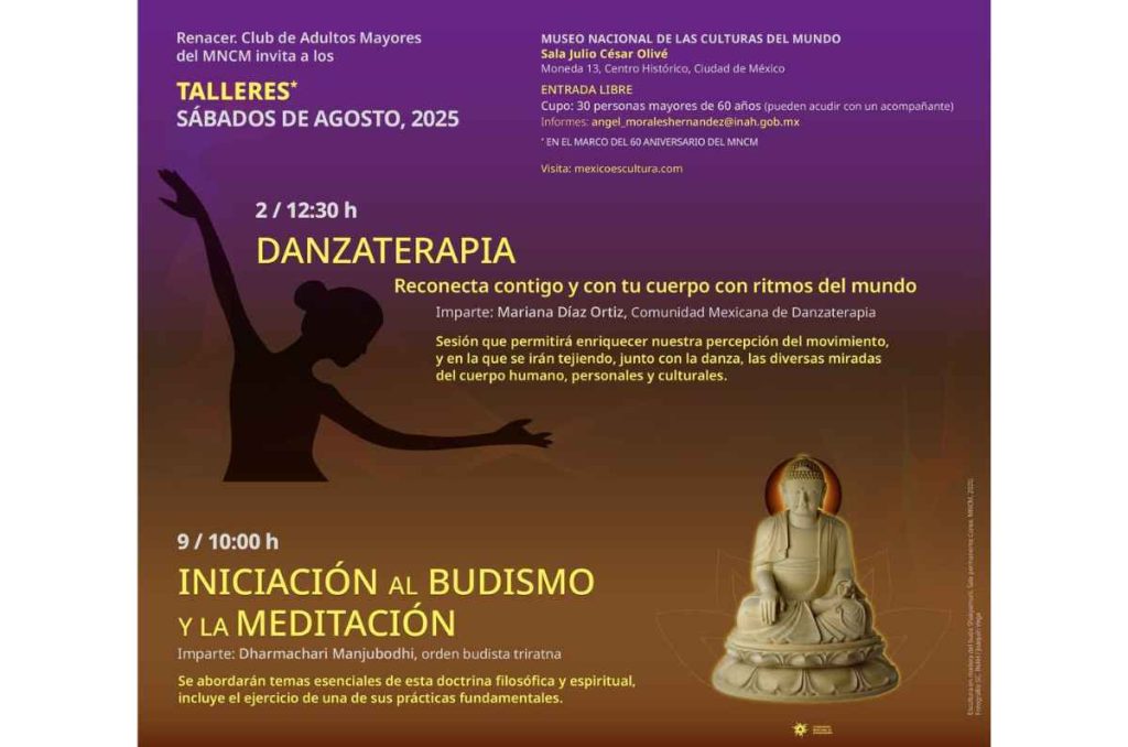Renacer: Talleres de meditación y danzaterapia para adultos mayores en el Museo de las Culturas