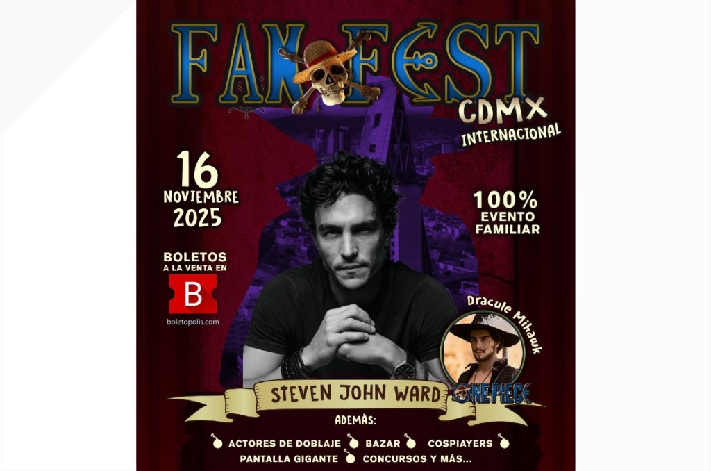 One piece Fan Event CDMX 2025 en Tlatelolco con Steven John Ward, actor de Dracula Mihawk