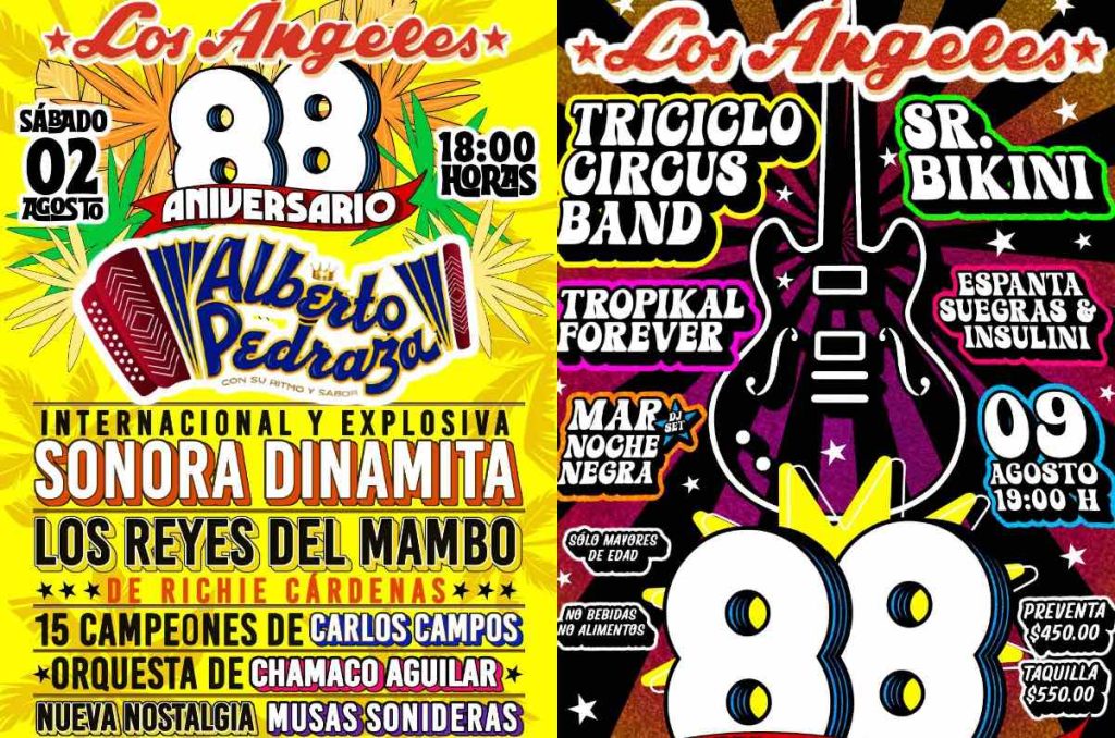 Salón Los Ángeles conciertos 88 aniversario CDMX Sonora Dinamita y Triciclo Circus Band