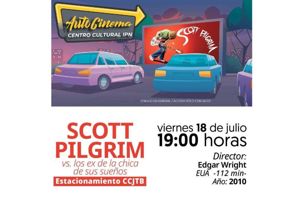 Scott Pilgrim vs los Ex de la Chica de sus Sueños proyección película gratis Autocinema IPN CDMX