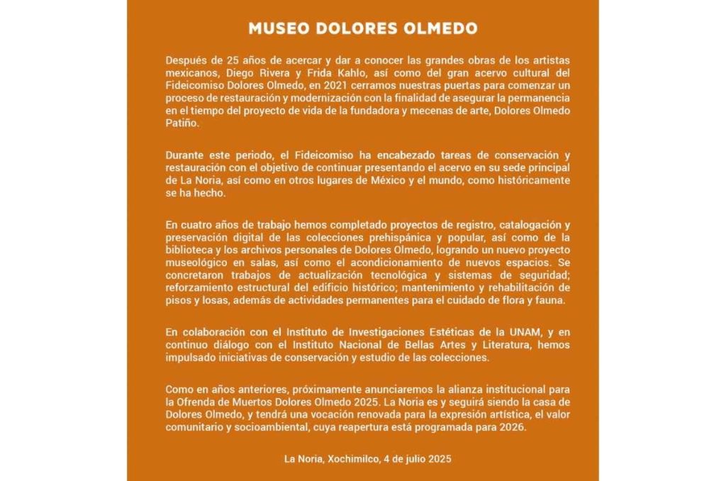 ¡Vuelve un ícono de Xochimilco! El Museo Dolores Olmedo reabrirá sus puertas en 2026 0