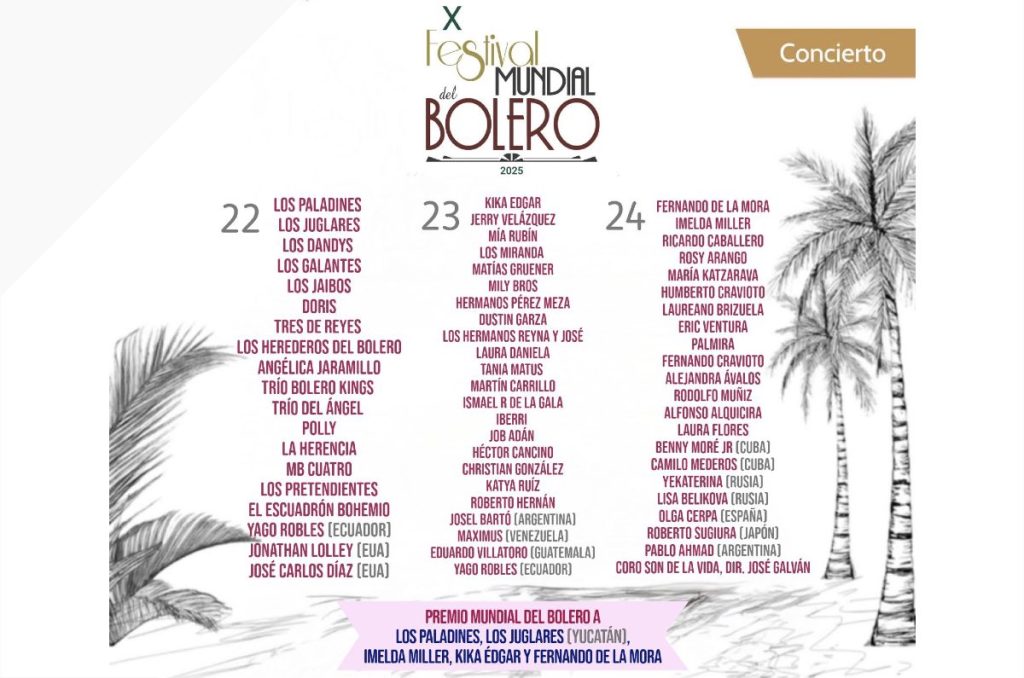 Festival Mundial del Bolero CDMX 2025 conciertos en el Teatro de la Ciudad del Centro Histórico