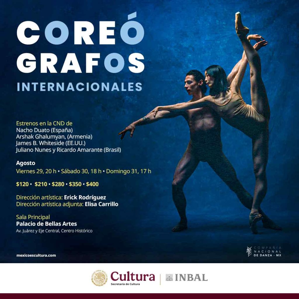 La Compañía Nacional de Danza presentará en el Palacio de Bellas Artes el programa Coreógrafos Internacionales, con cinco estrenos de lujo