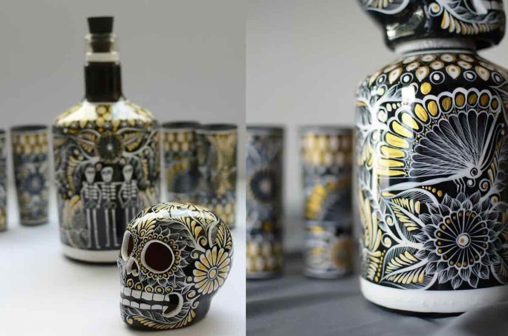 Decantadores de tequila artesanales Mexskeletons