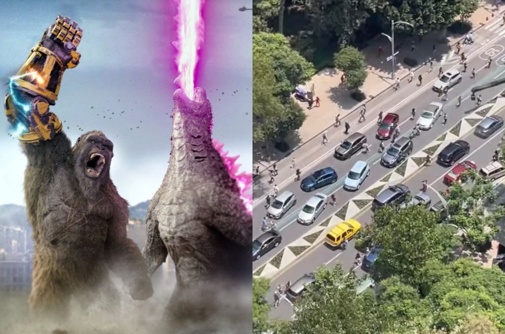 Godzilla x Kong Supernova grabaciones en Paseo de la Reforma y Bellas Artes CDMX