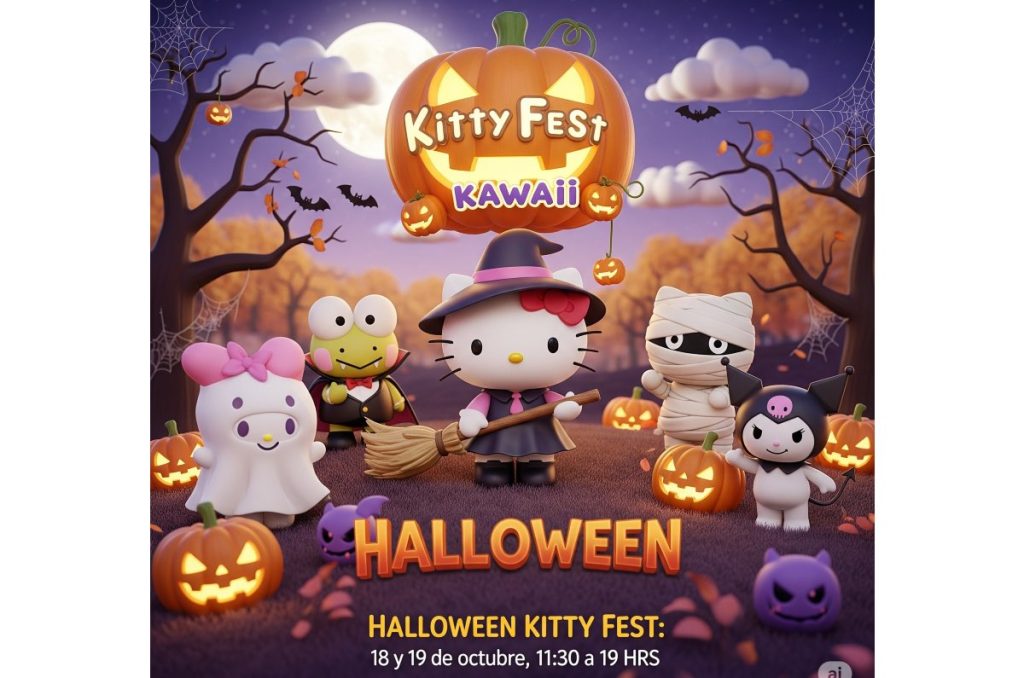 Hello Kitty Halloween evento kawaii Bazar, disfraces y calaverita CDMX 2025