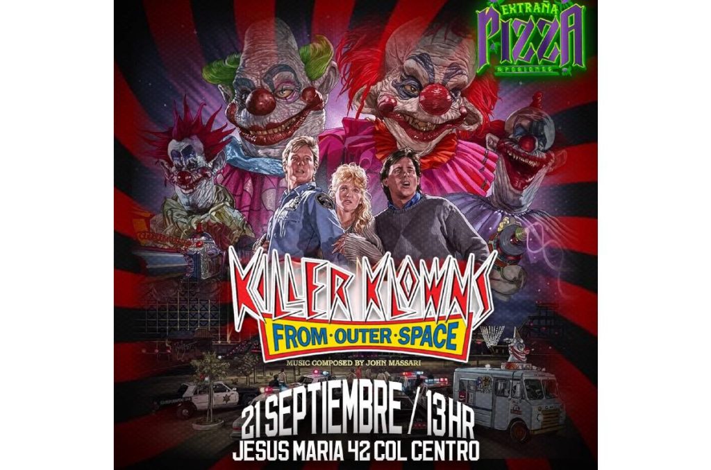 Payasos Asesinos del Espacio Exterior Halloween evento fans La Extraña Pizza Centro Histórico CDMX