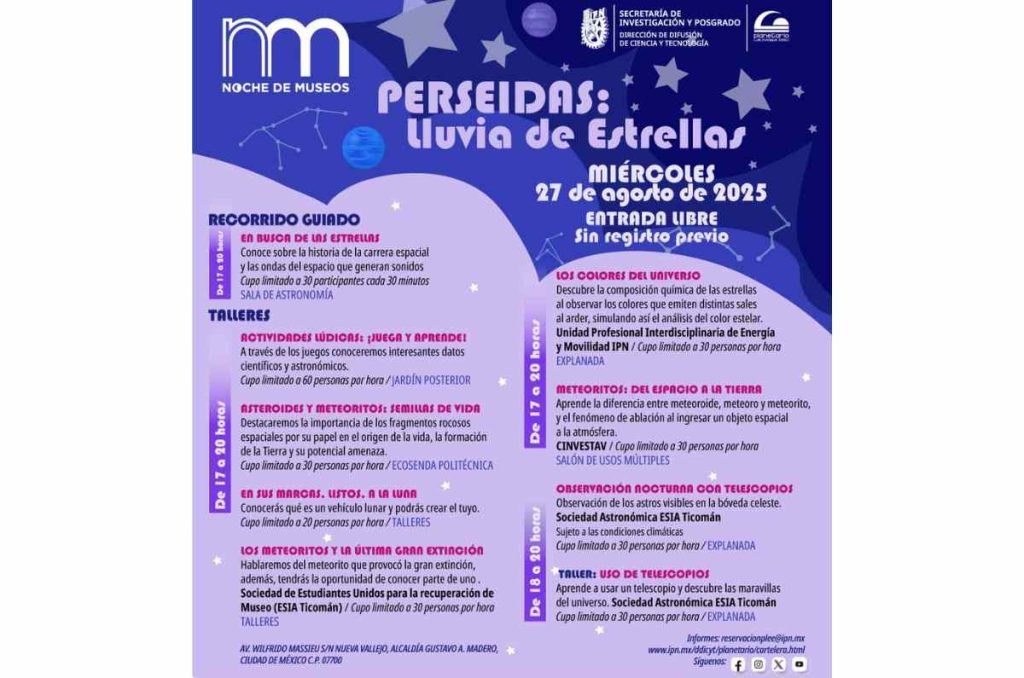 Vive la lluvia de estrellas Perseidas en el Planetario Luis Enrique Erro