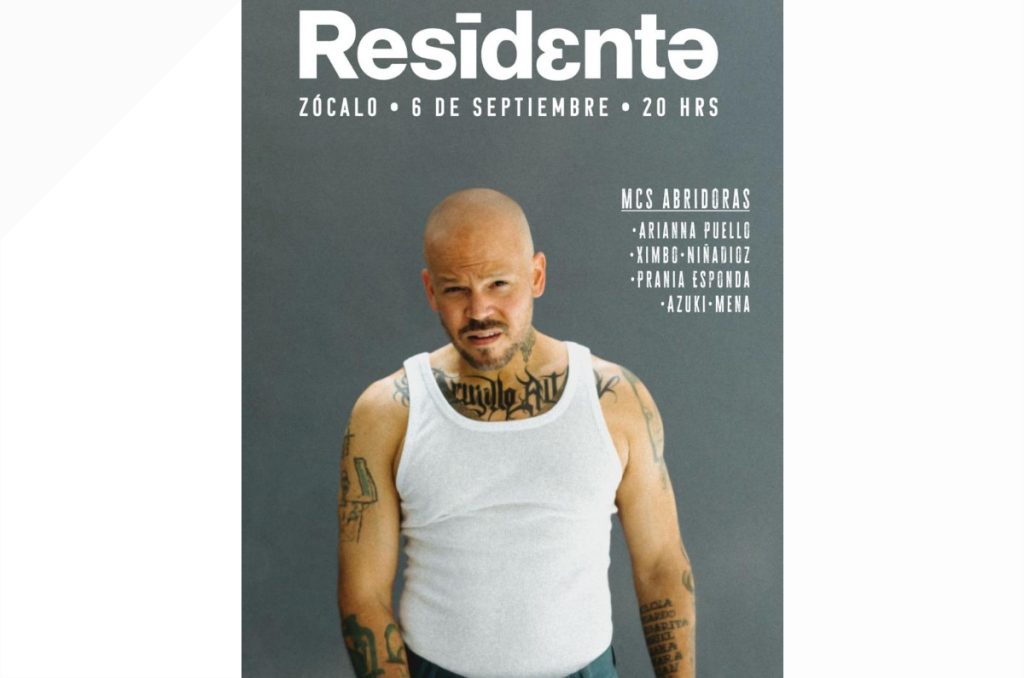 Residente Zócalo CDMX concierto gratis septiembre 2025