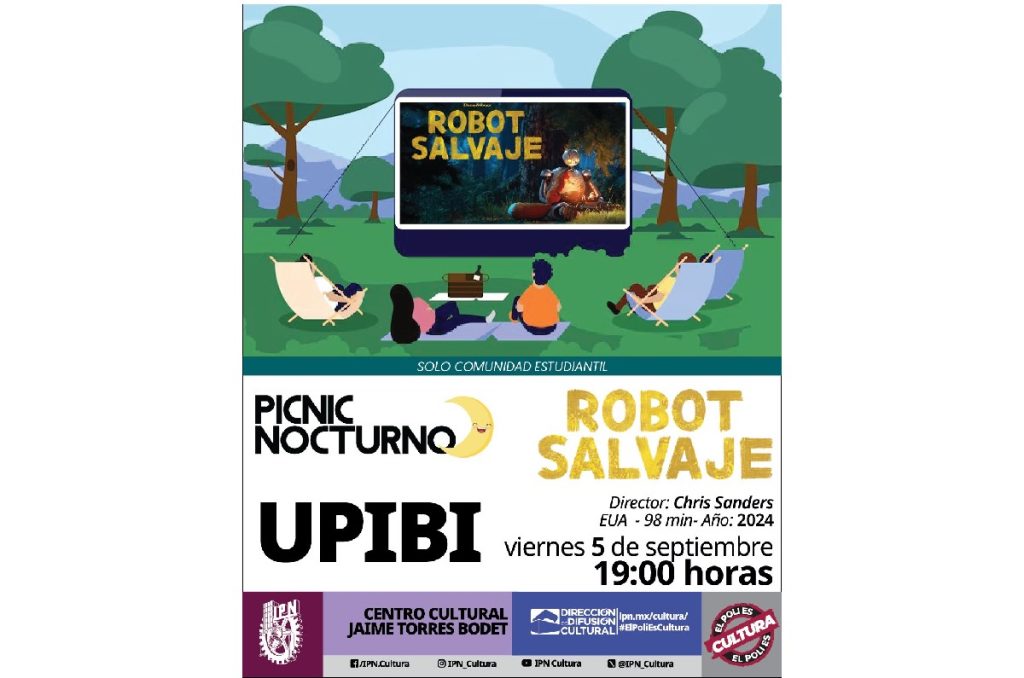 Wild Robot IPN Cineclub proyección gratis Picnic Nocturno CDMX