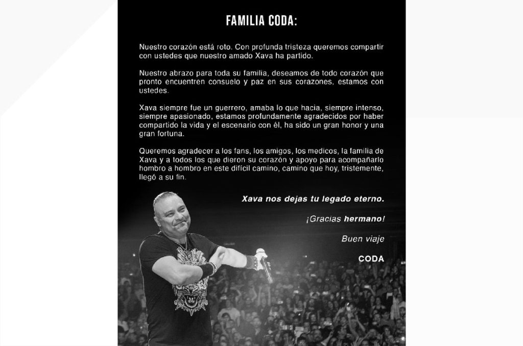 Xava Drago muere vocalista de Coda rock mexicano
