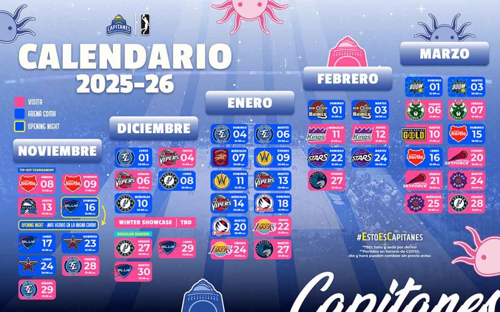 De vuelta a la cancha: Capitanes de la CDMX revela su calendario para la NBA G League 3