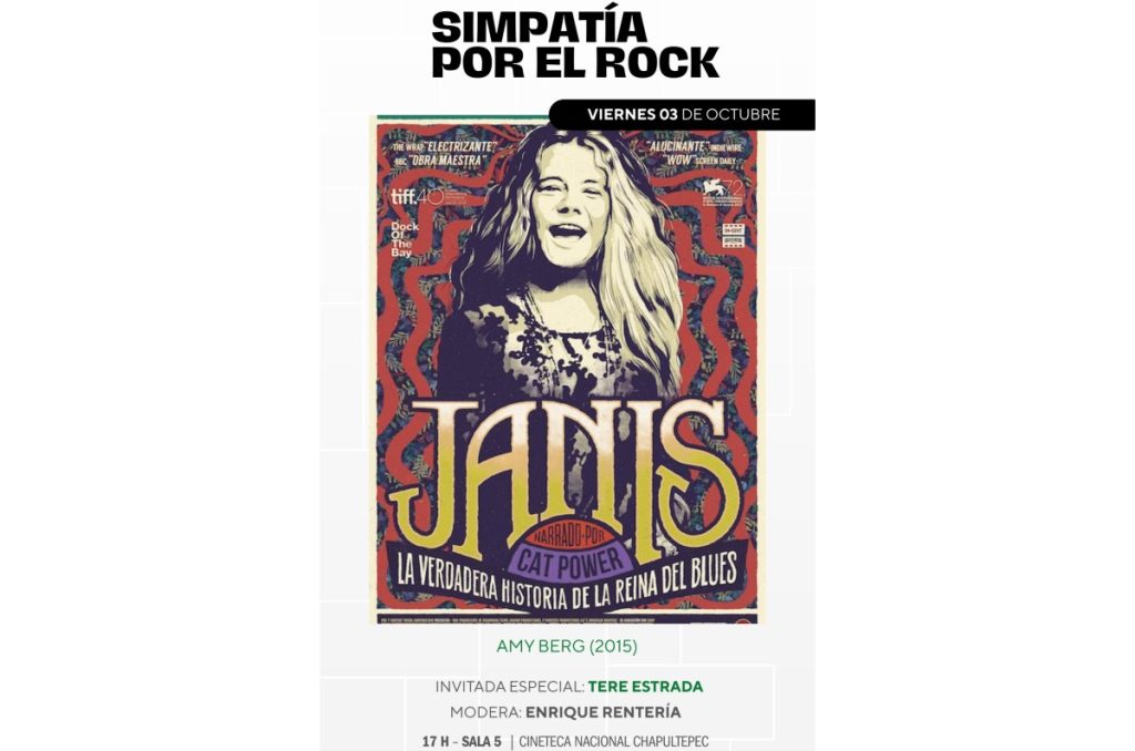 Cineteca Chapultepec cartelera documental Janis Joplin función gratis CDMX