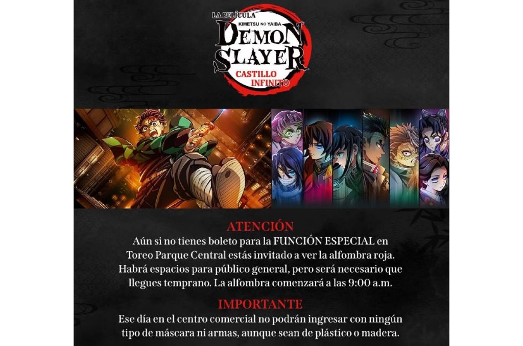 Demon Slayer Castillo Infinito Hane Natsuki Tanjiro premier Parque Toreo CDMX