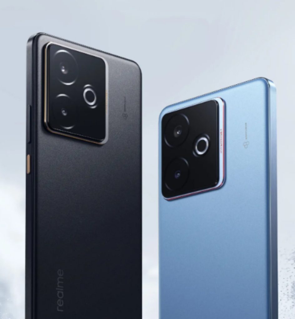 smartphones realme en color azul y negro